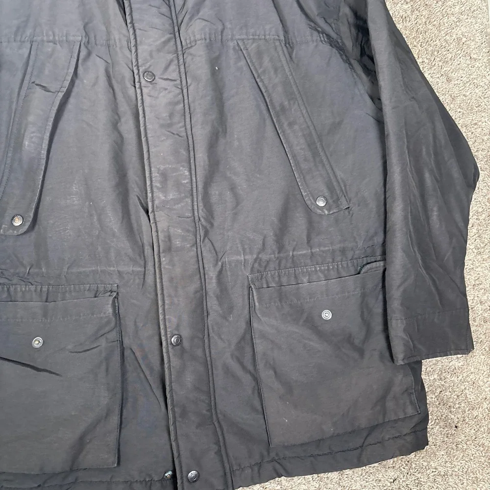 Woolrich Mens Black Field Jacket Parka‎ Detachable Hood Insulated Size XL